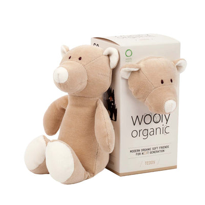 Teddy mare Wooly Organic - jucarie moale pentru copii 3 luni - 3 ani  din bumbac si umplutura ecologica; fara poliester