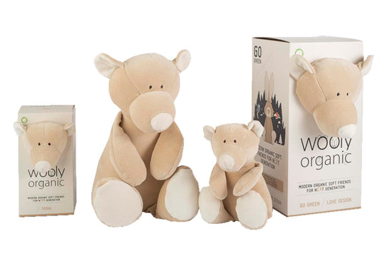 Wooly Organic - ursuletul mic si ursuletul mare - jucarii ecologice, bumbac la exterior, fibra biodegradabila la interior