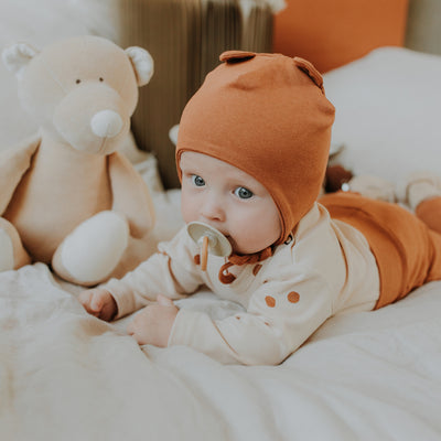 Teddy mare Wooly Organic - jucarie moale pentru copii 3 luni - 3 ani  din bumbac si umplutura ecologica; fara poliester