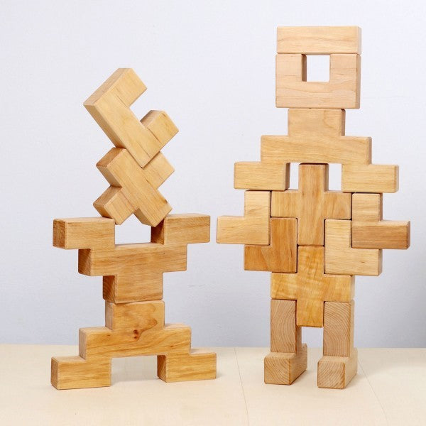 Grimm's Set creativ Stairway - blocuri de lemn pentru construit, copii 3 - 5 ani