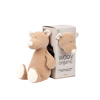 Ursulet Teddy mic Wooly Organic - jucarie moale de bumbac pentru bebelusi 0 luni +