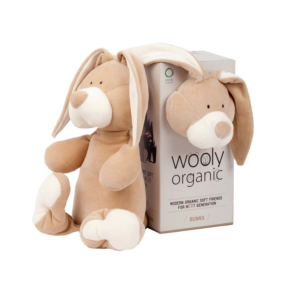 Wooly Organic Bunny mare - un iepure moale si delicat pentru copiii de 1 - 4 ani - jucarie de plus fara poliester